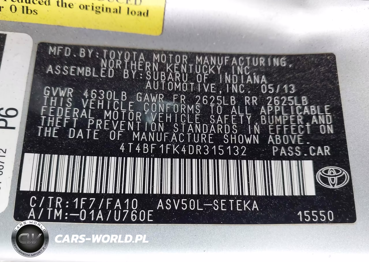 2013 Toyota Camry L VIN:4T4BF1FK4DR315132 - 9