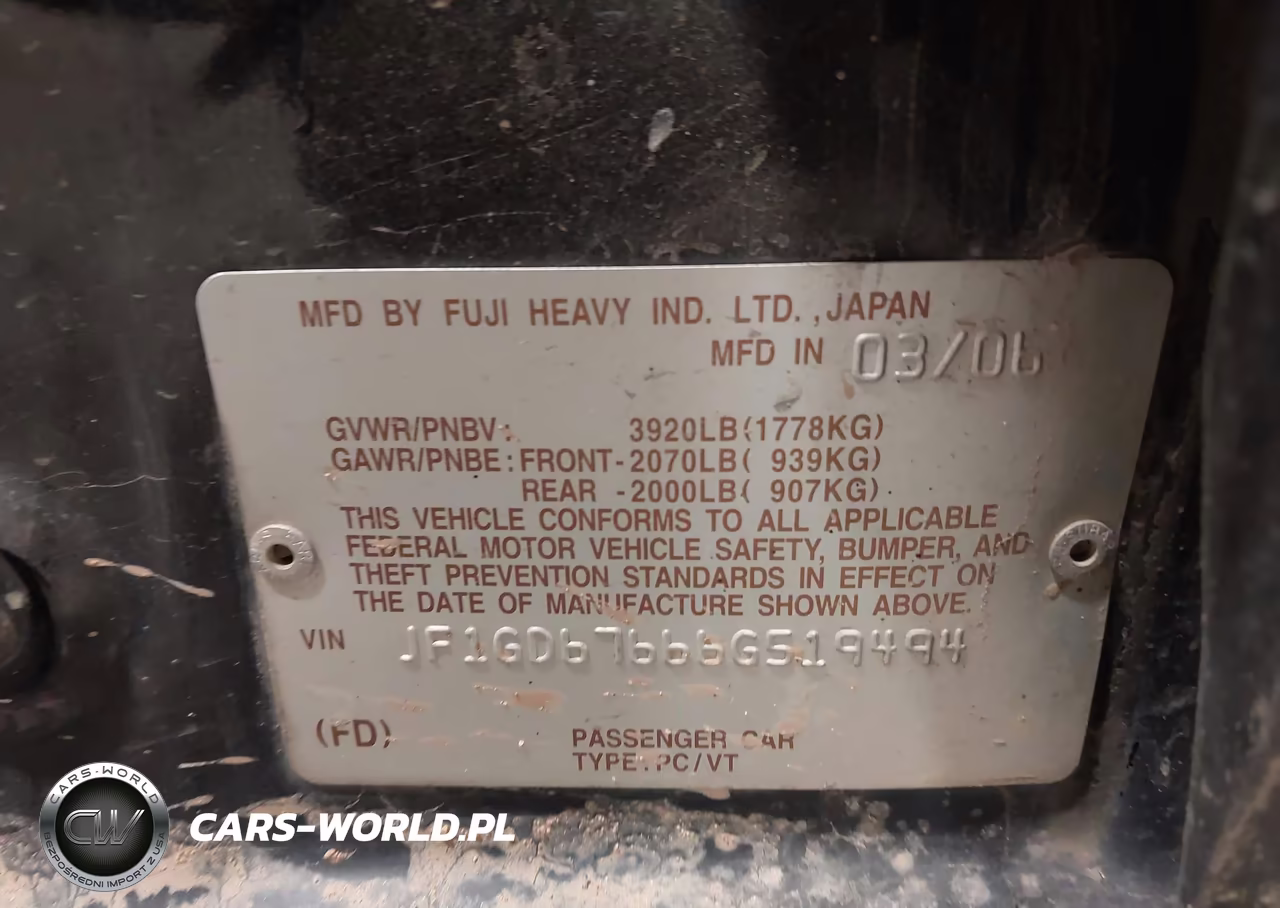 2006 Subaru Impreza 2.5I VIN:JF1GD67666G519494 - 9