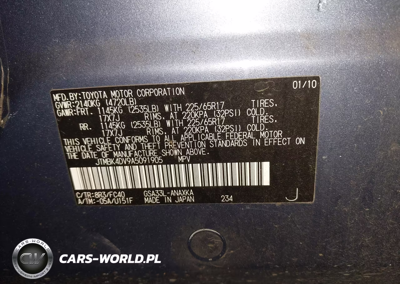 2010 Toyota Rav4 Base V6 VIN:JTMBK4DV9A5091905 - 9