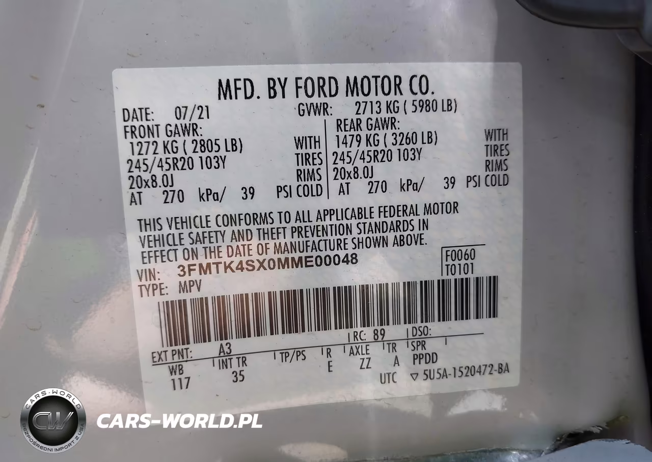 2021 Ford Mustang Mach-E Gt VIN:3FMTK4SX0MME00048 - 9