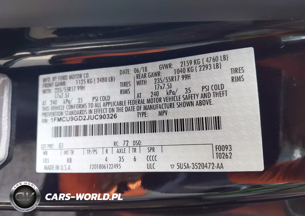 2018 Ford Escape Se VIN:1FMCU9GD2JUC90326 - 9