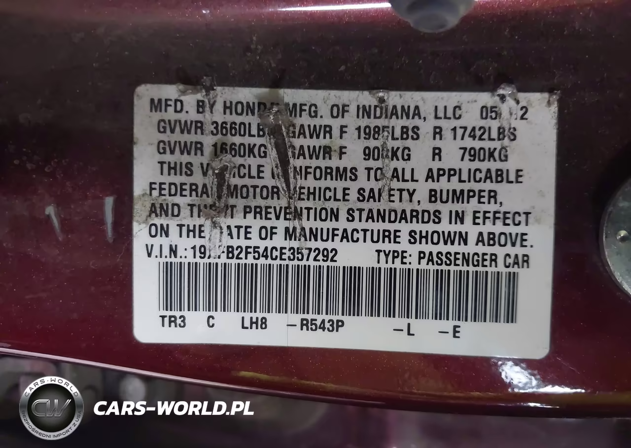 2012 Honda Civic Lx VIN:19XFB2F54CE357292 - 9
