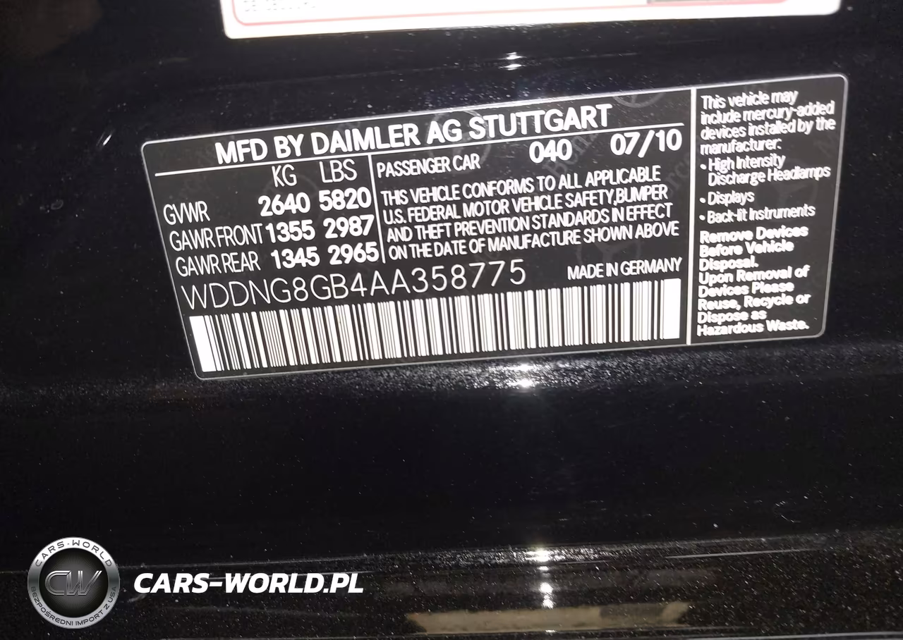 2010 Mercedes-Benz S 550 4Matic VIN:WDDNG8GB4AA358775 - 9