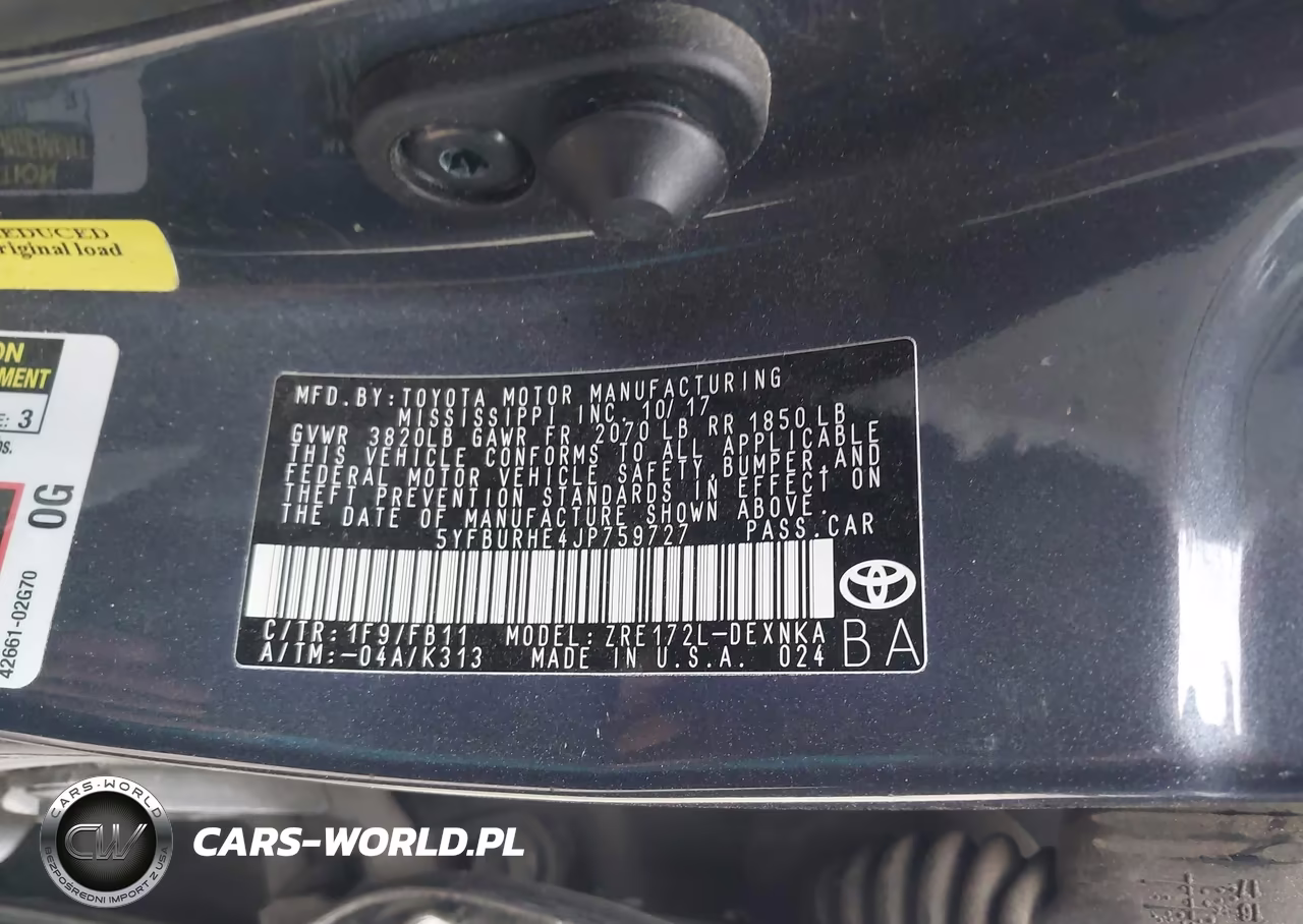 2018 Toyota Corolla Le VIN:5YFBURHE4JP759727 - 9