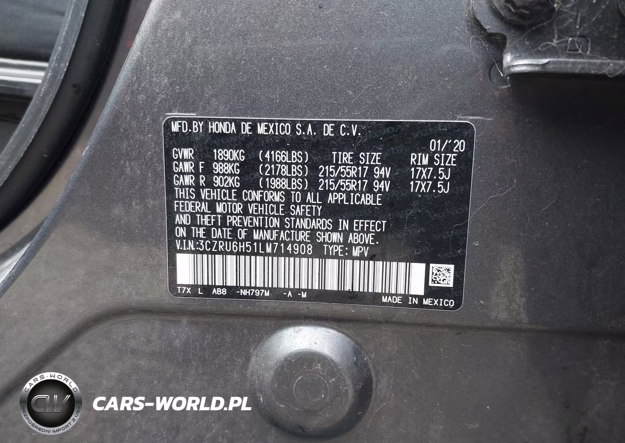 2020 Honda Hr-V Awd Ex VIN:3CZRU6H51LM714908 - 9