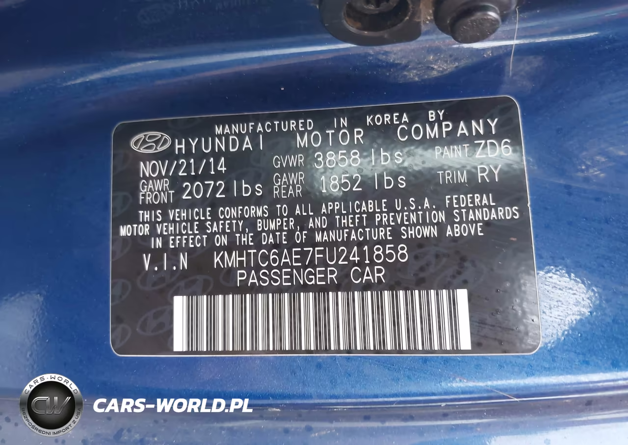 2015 Hyundai Veloster Turbo VIN:KMHTC6AE7FU241858 - 9