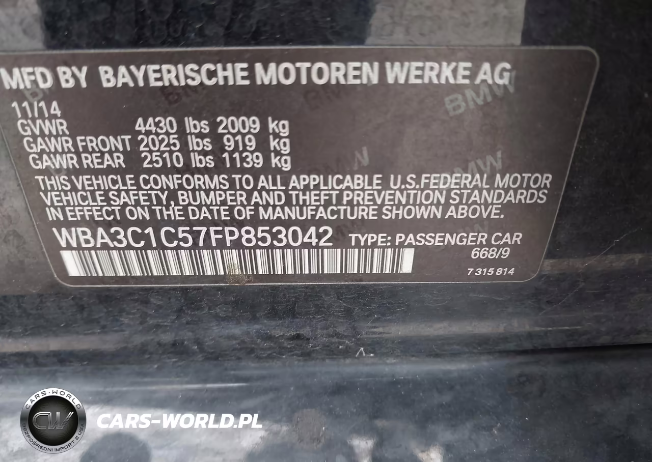 2015 BMW 328I VIN:WBA3C1C57FP853042 - 9