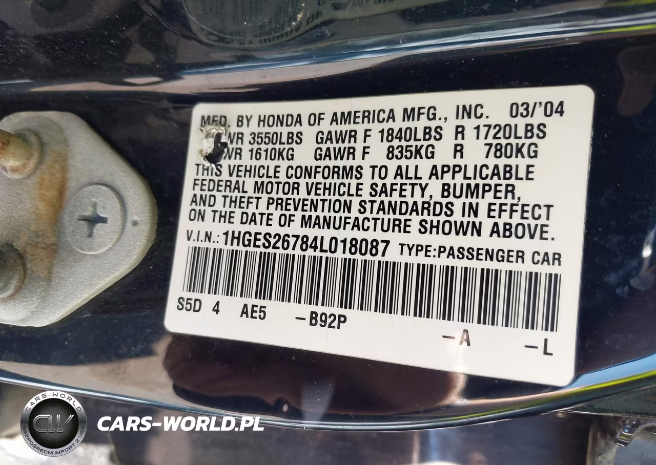 2004 Honda Civic Ex VIN:1HGES26784L018087 - 9