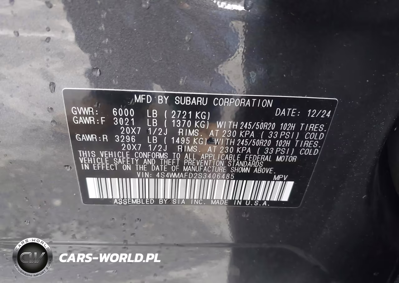 2025 Subaru Ascent Onyx Edition 7-Passenger VIN:4S4WMAFD2S3406485 - 9