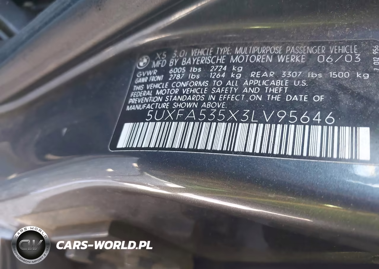 2003 BMW X5 3.0I VIN:5UXFA535X3LV95646 - 9