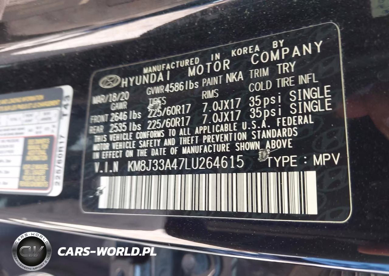 2020 Hyundai Tucson Value VIN:KM8J33A47LU264615 - 9