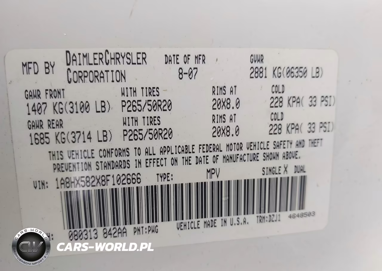 2008 Chrysler Aspen Limited VIN:1A8HX582X8F102666 - 9