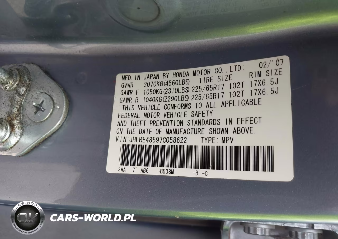 2007 Honda Cr-V Ex VIN:JHLRE48597C058622 - 9