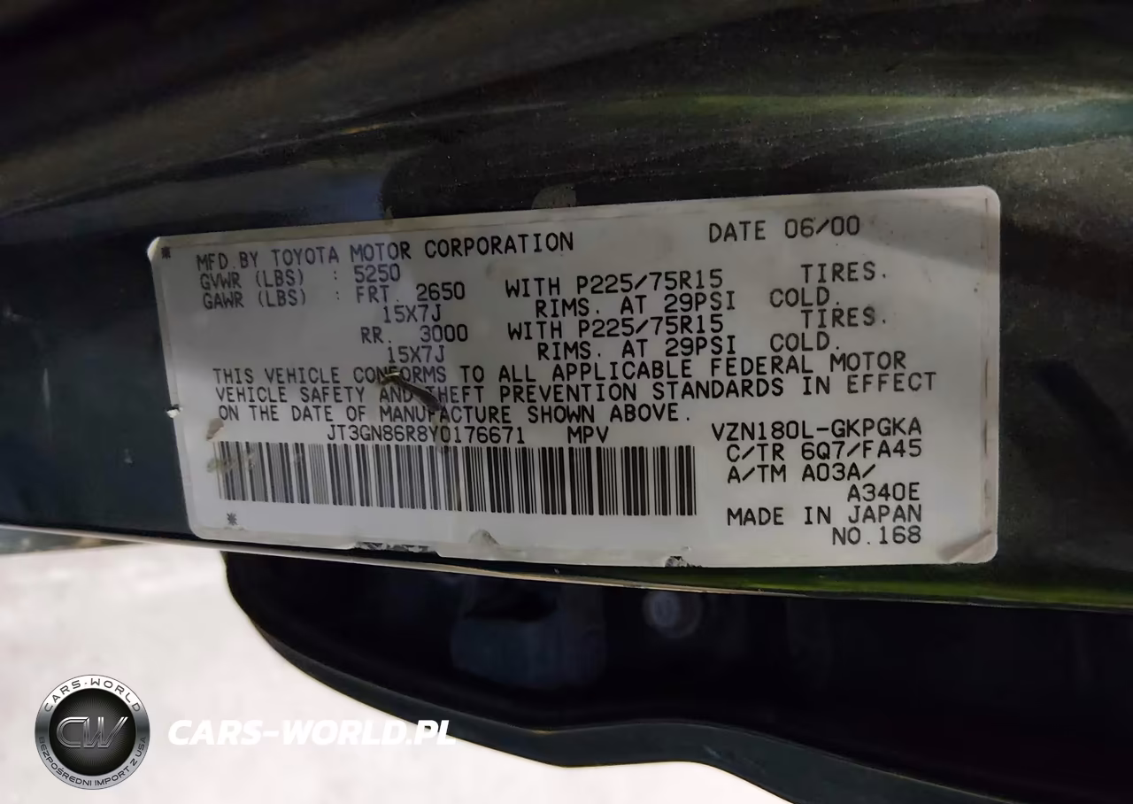 2000 Toyota 4Runner Sr5 V6 VIN:JT3GN86R8Y0176671 - 9