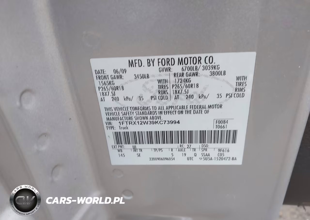 2009 Ford F-150 Stx-Xl VIN:1FTRX12W39KC73994 - 9