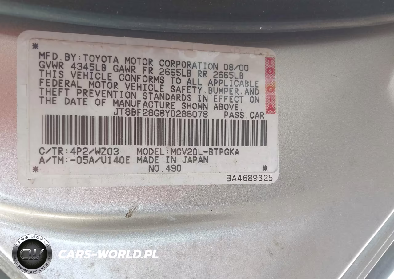 2000 Lexus Es 300 VIN:JT8BF28G8Y0286078 - 9