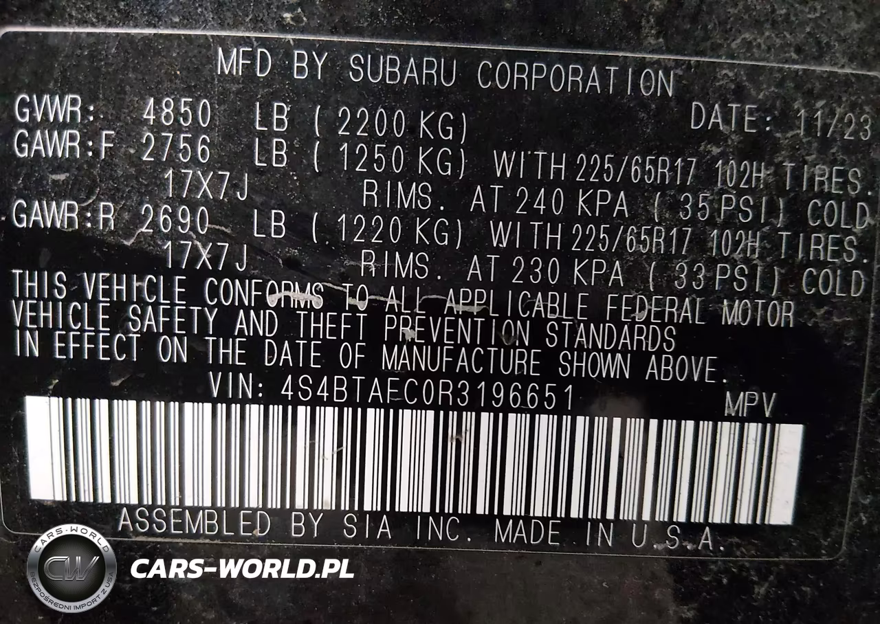 2024 Subaru Outback Premium VIN:4S4BTAFC0R3196651 - 9