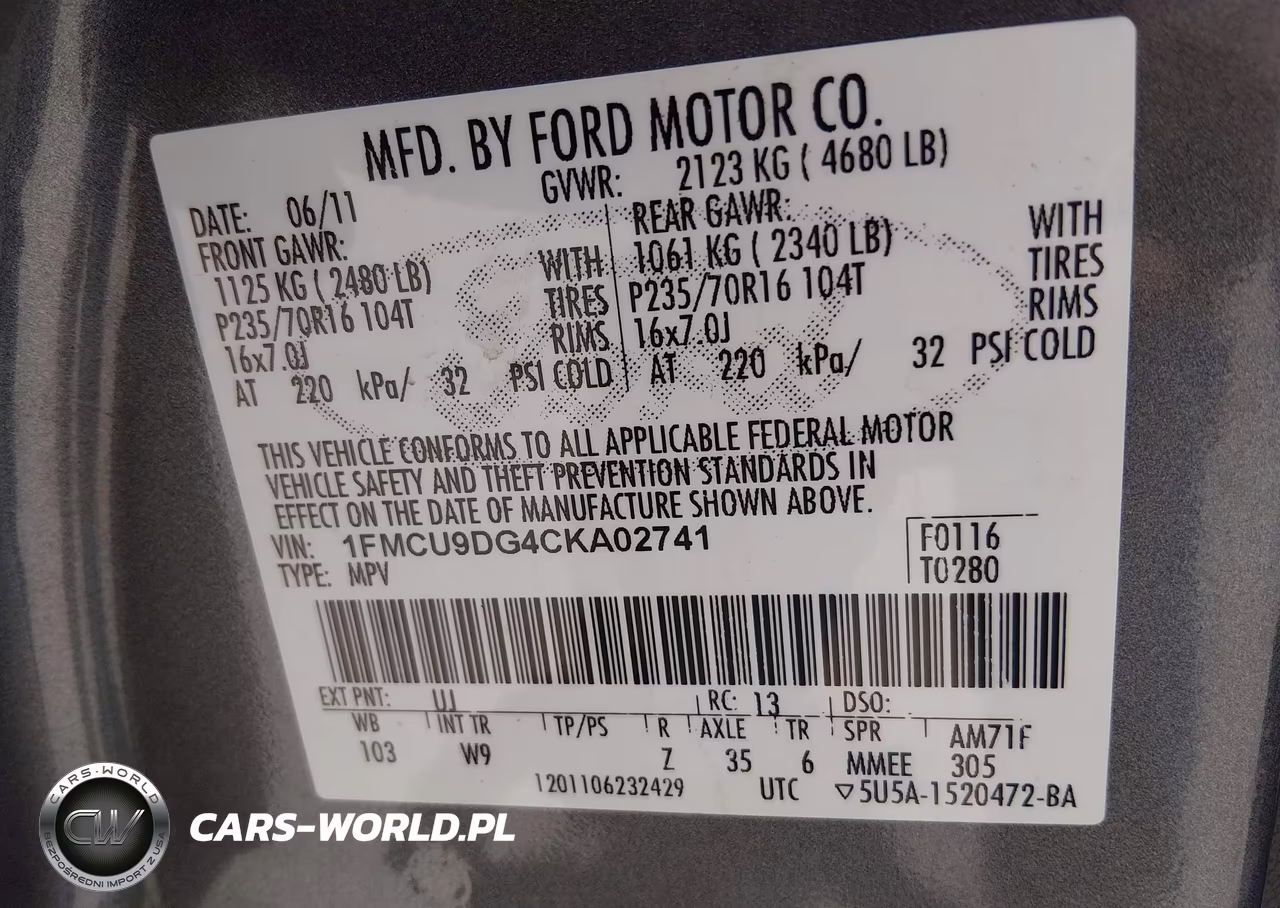 2012 Ford Escape Xlt VIN:1FMCU9DG4CKA02741 - 9