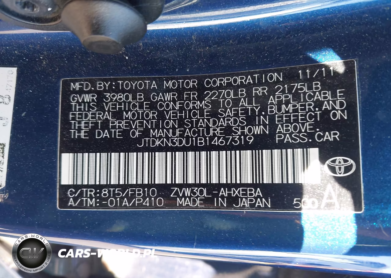 2011 Toyota Prius Two VIN:JTDKN3DU1B1467319 - 9