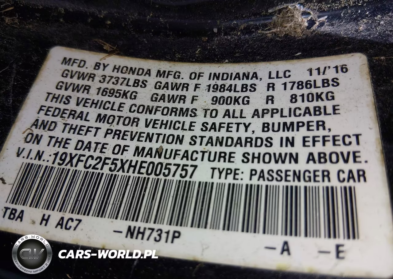 2017 Honda Civic Lx VIN:19XFC2F5XHE005757 - 9