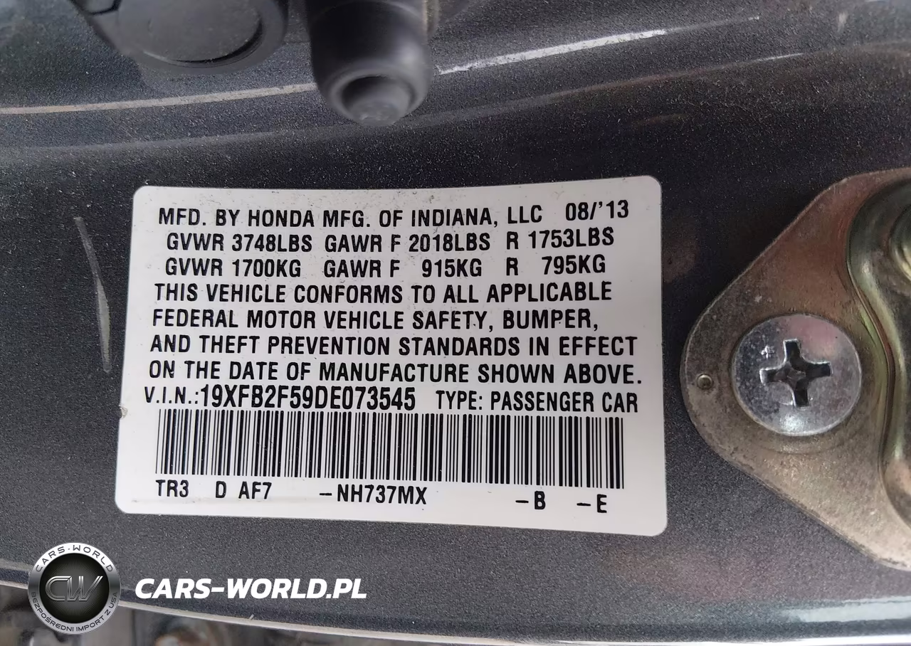 2013 Honda Civic Lx VIN:19XFB2F59DE073545 - 9