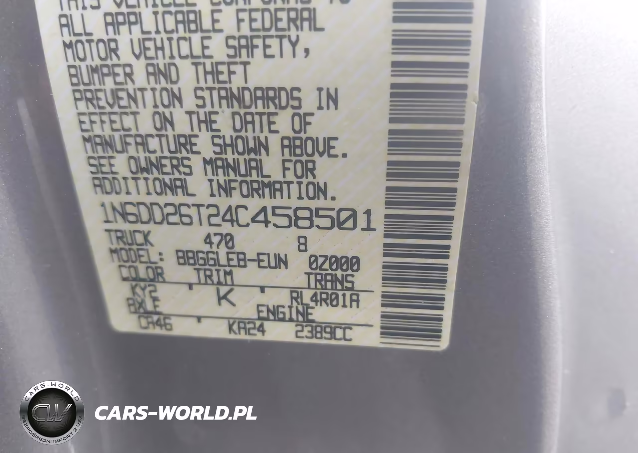 2004 Nissan Frontier Xe VIN:1N6DD26T24C458501 - 9