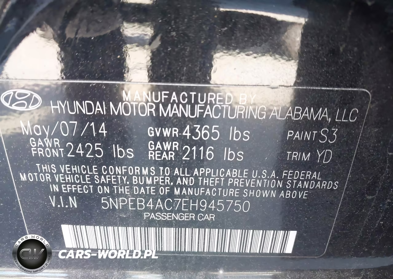 2014 Hyundai Sonata Gls VIN:5NPEB4AC7EH945750 - 9