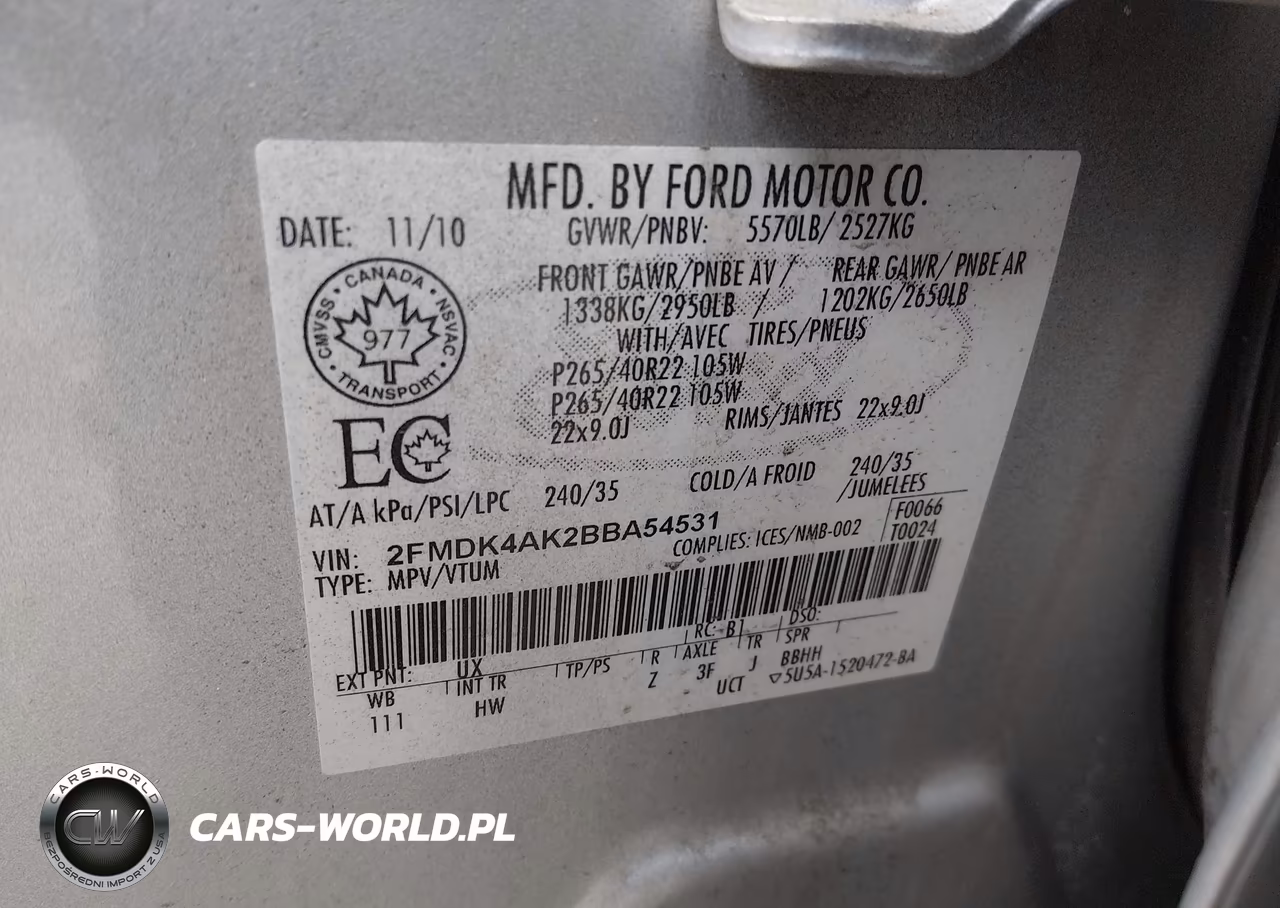 2011 Ford Edge Sport VIN:2FMDK4AK2BBA54531 - 9