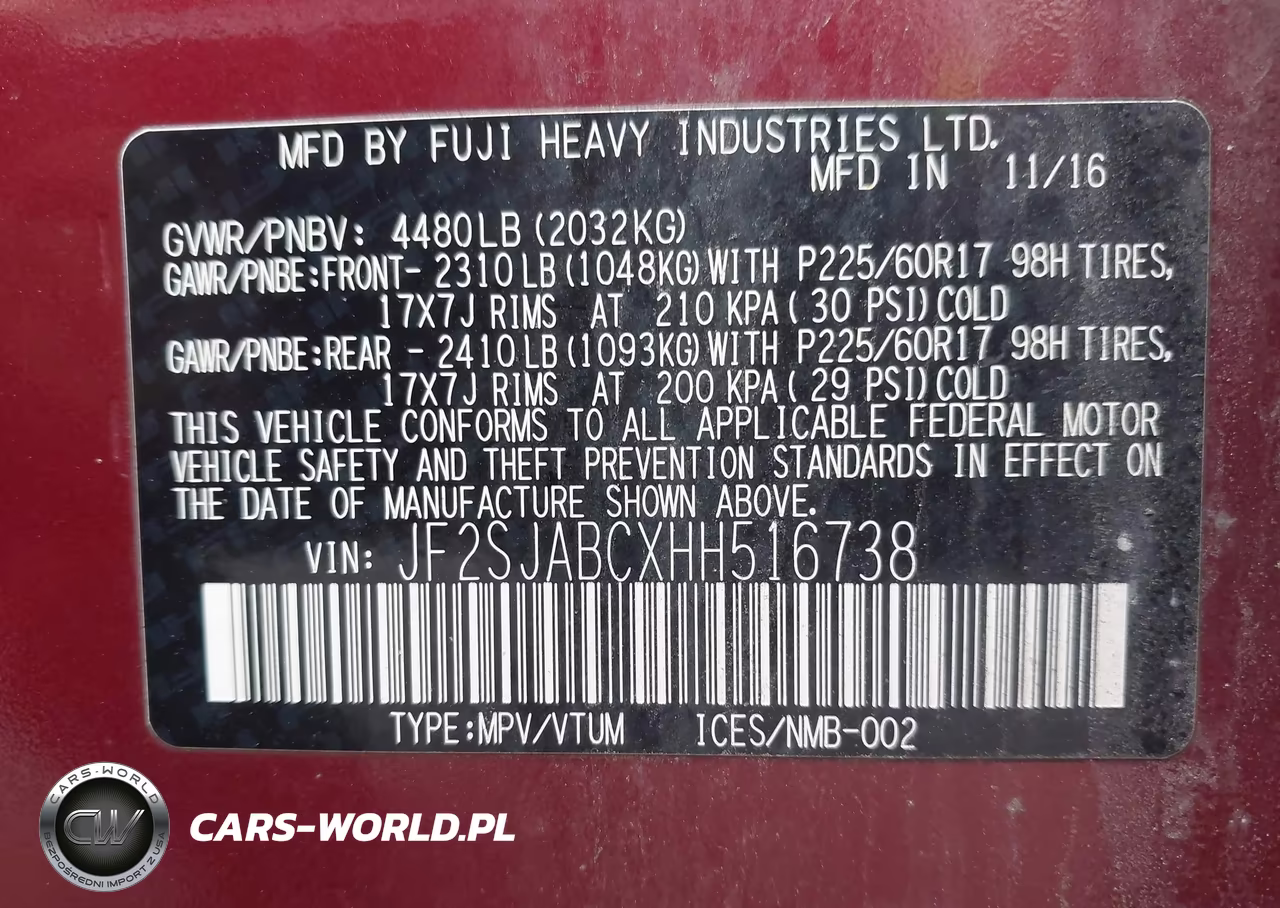 2017 Subaru Forester 2.5I VIN:JF2SJABCXHH516738 - 9
