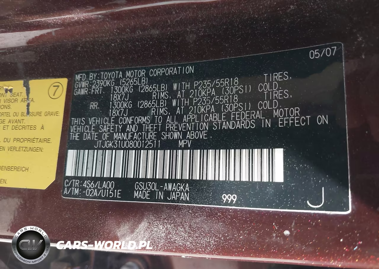 2008 Lexus Rx 350 VIN:JTJGK31U080012511 - 9