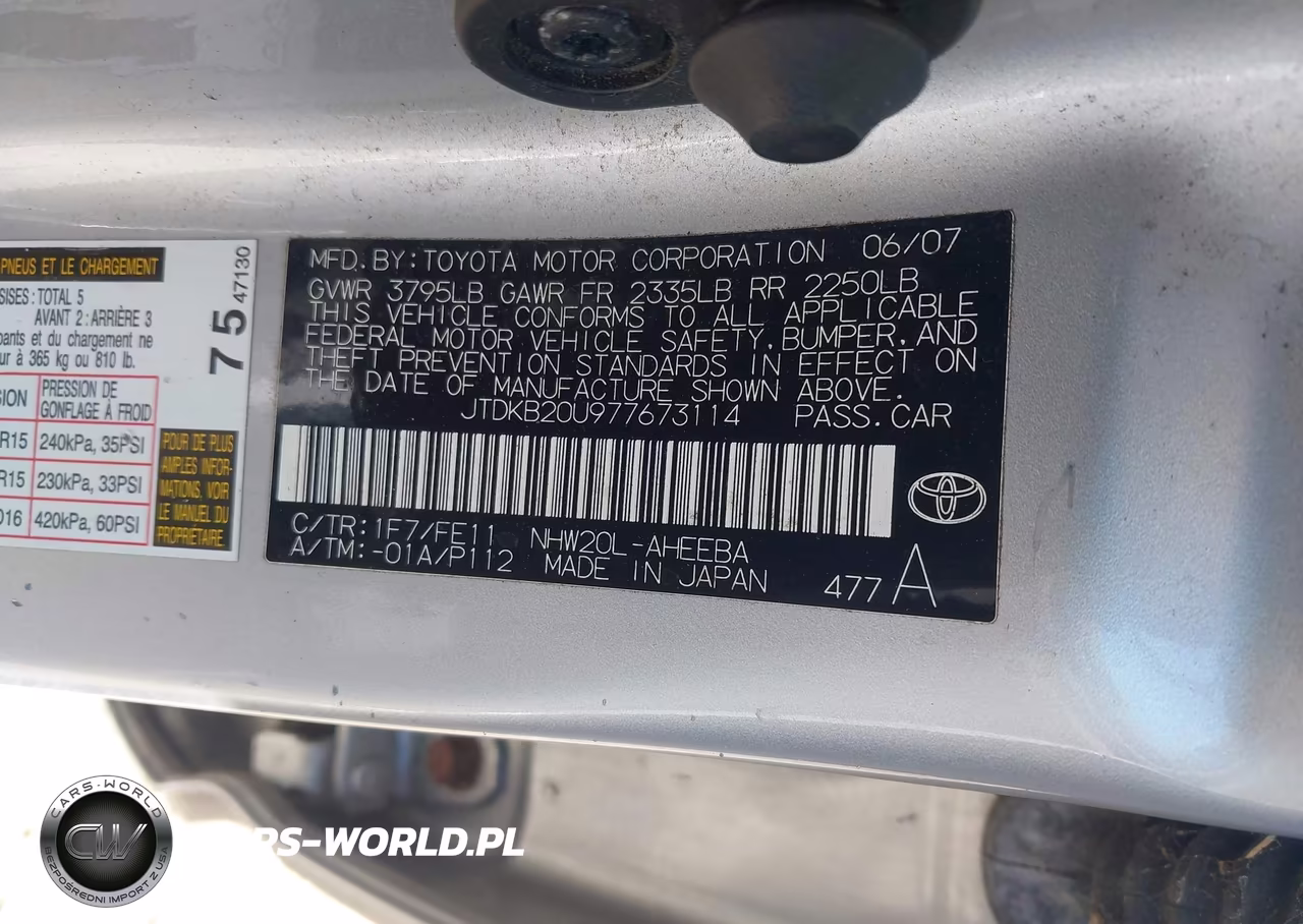 2007 Toyota Prius VIN:JTDKB20U977673114 - 9