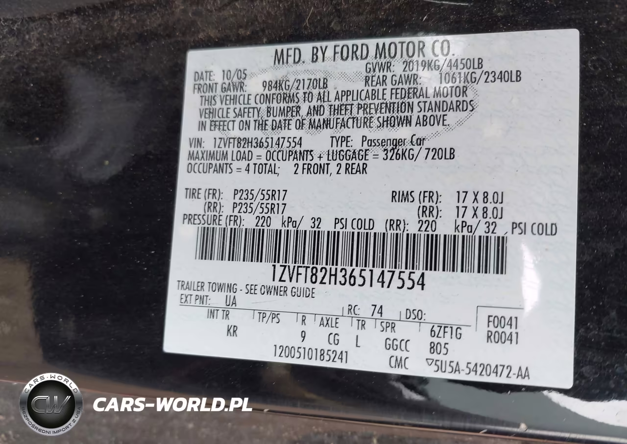 2006 Ford Mustang Gt VIN:1ZVFT82H365147554 - 9