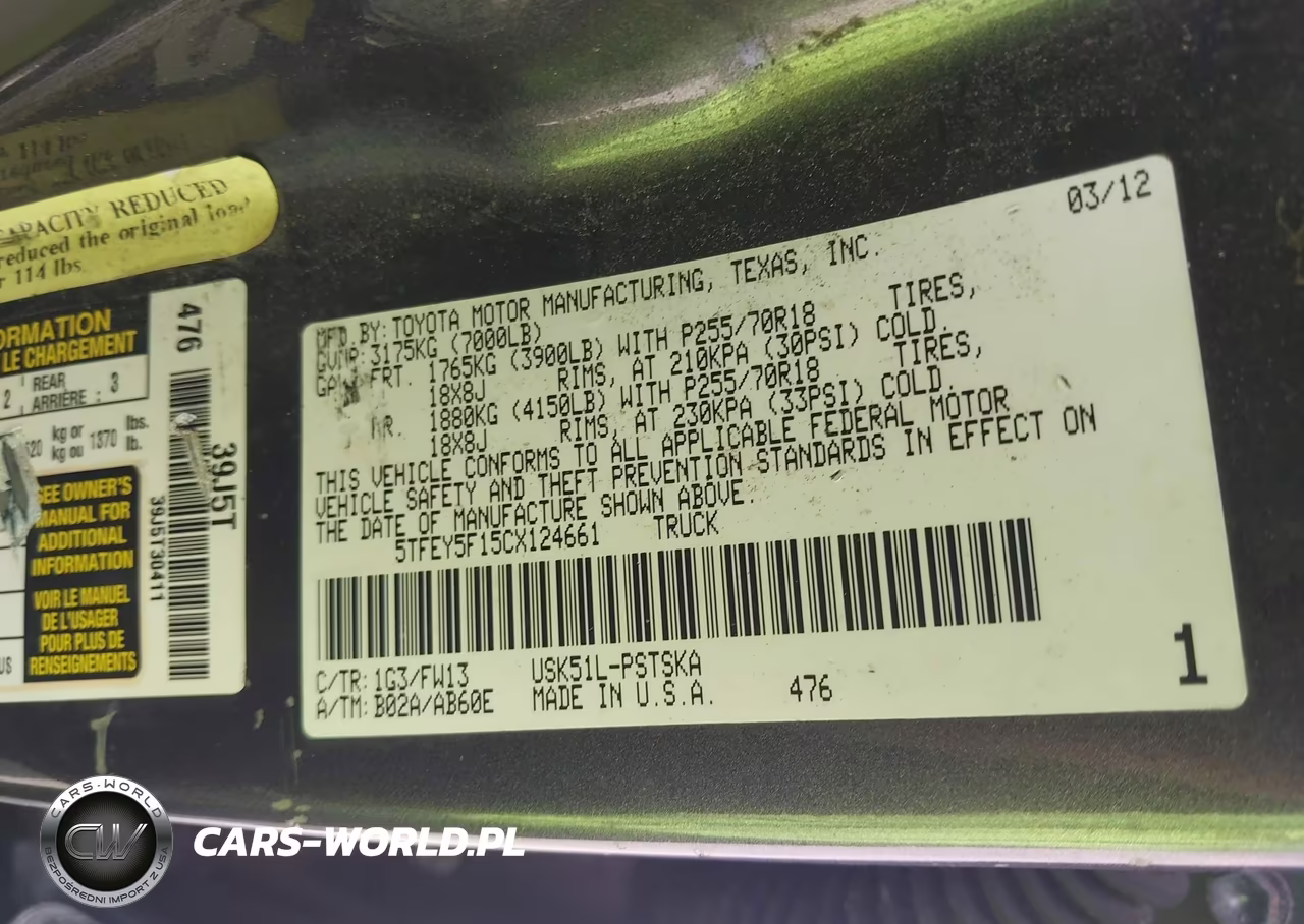 2012 Toyota Tundra Grade 5.7L V8 VIN:5TFEY5F15CX124661 - 9