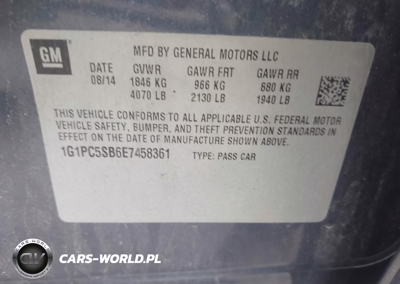 2014 Chevrolet Cruze 1Lt Auto VIN:1G1PC5SB6E7458361 - 9