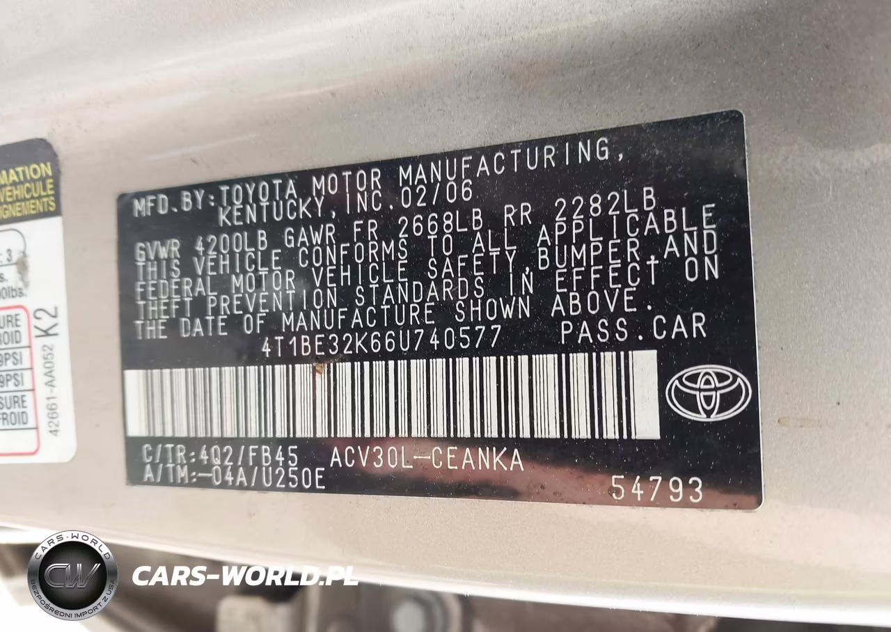 2006 Toyota Camry Le VIN:4T1BE32K66U740577 - 9