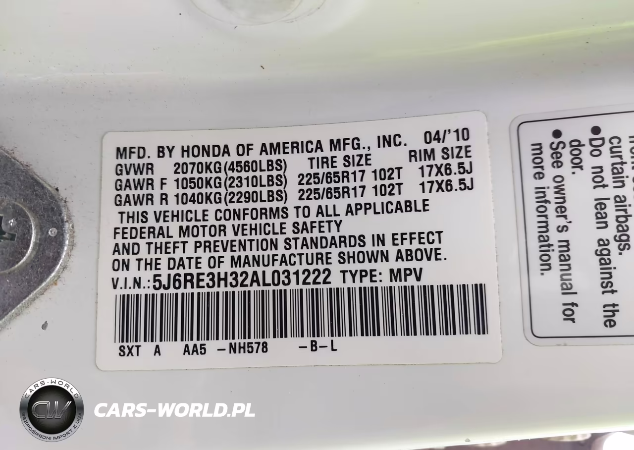 2010 Honda Cr-V Lx VIN:5J6RE3H32AL031222 - 9