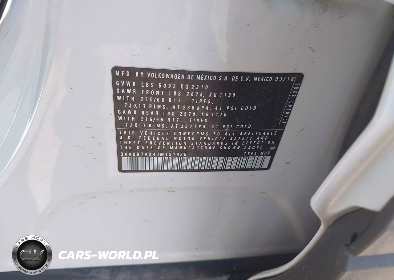 2018 Volkswagen Tiguan 2.0T S VIN:3VV0B7AX4JM131639 - 9