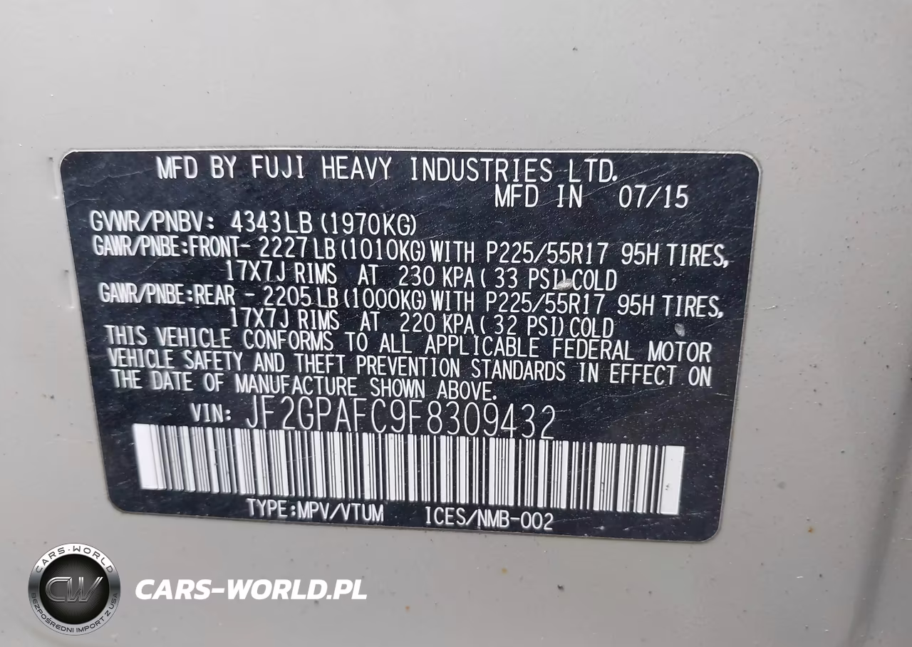 2015 Subaru Xv Crosstrek 2.0I Premium VIN:JF2GPAFC9F8309432 - 9