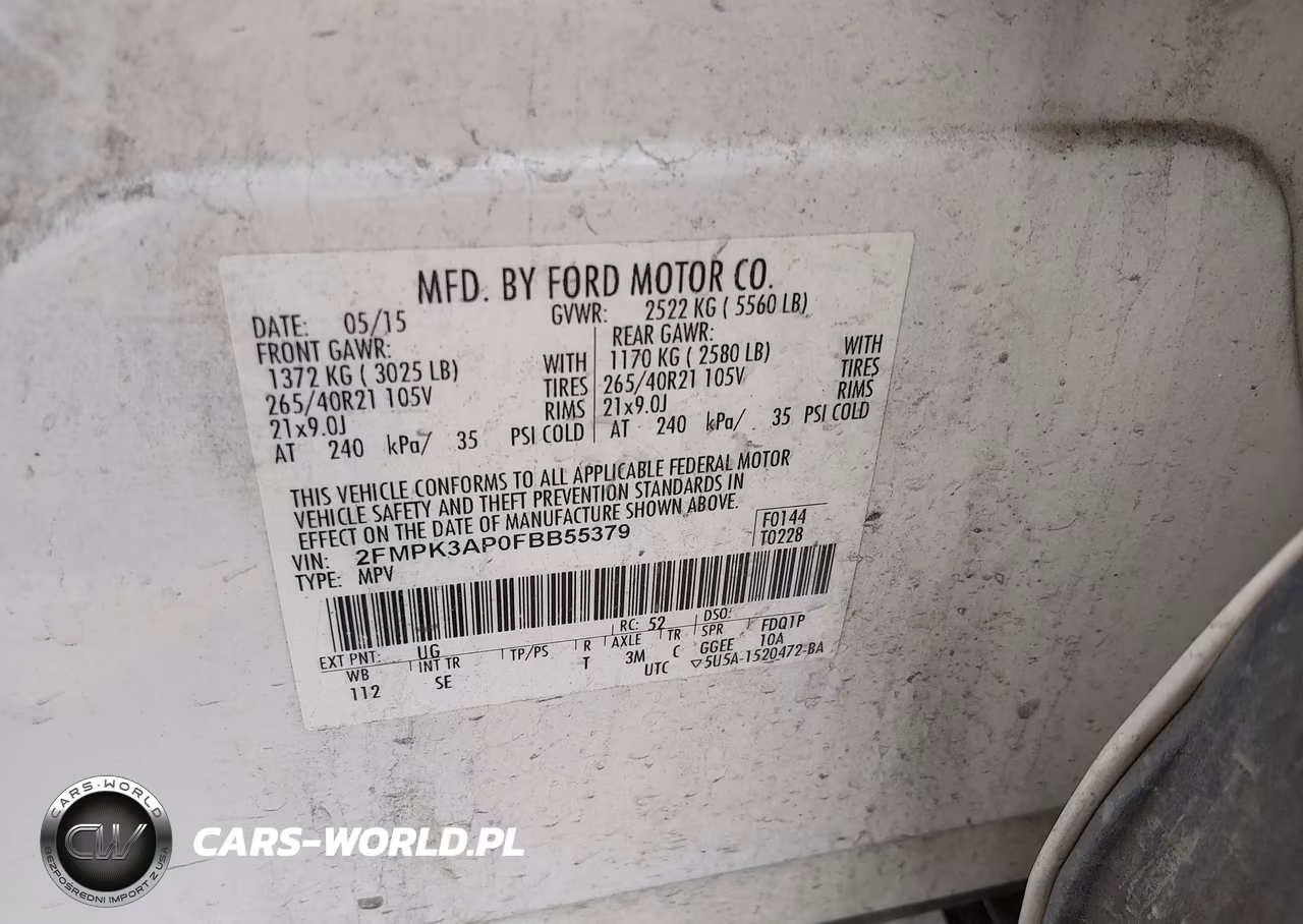 2015 Ford Edge Sport VIN:2FMPK3AP0FBB55379 - 9