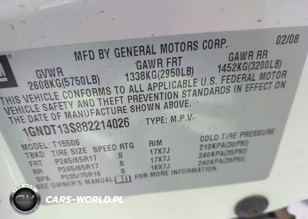 2008 Chevrolet Trailblazer Fleet VIN:1GNDT13S882214026 - 9