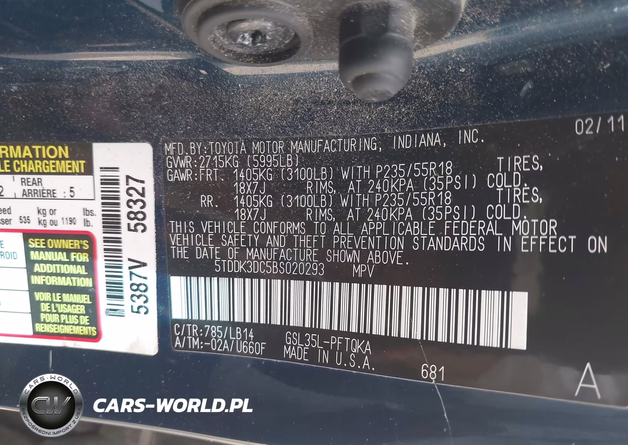 2011 Toyota Sienna Xle VIN:5TDDK3DC5BS020293 - 9