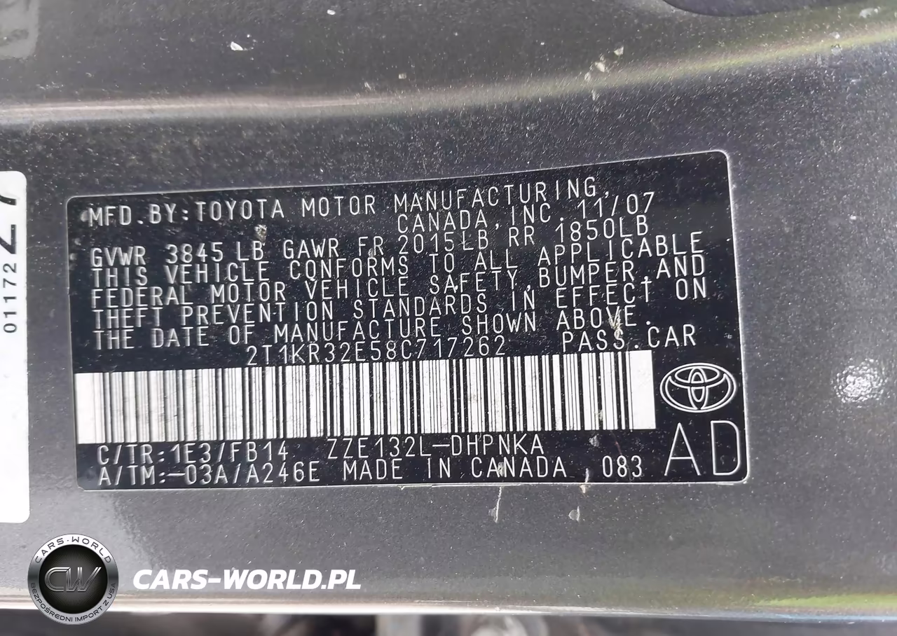 2008 Toyota Matrix Xr VIN:2T1KR32E58C717262 - 9