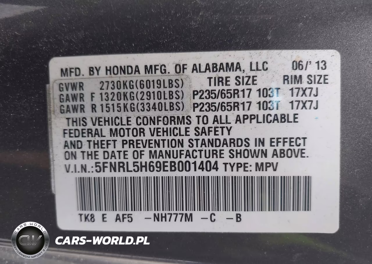 2014 Honda Odyssey Ex-L VIN:5FNRL5H69EB001404 - 9