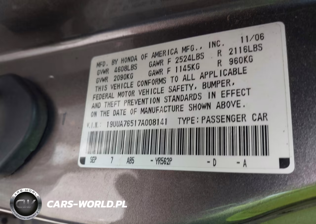 2007 Acura Tl Type S VIN:19UUA76517A008141 - 9