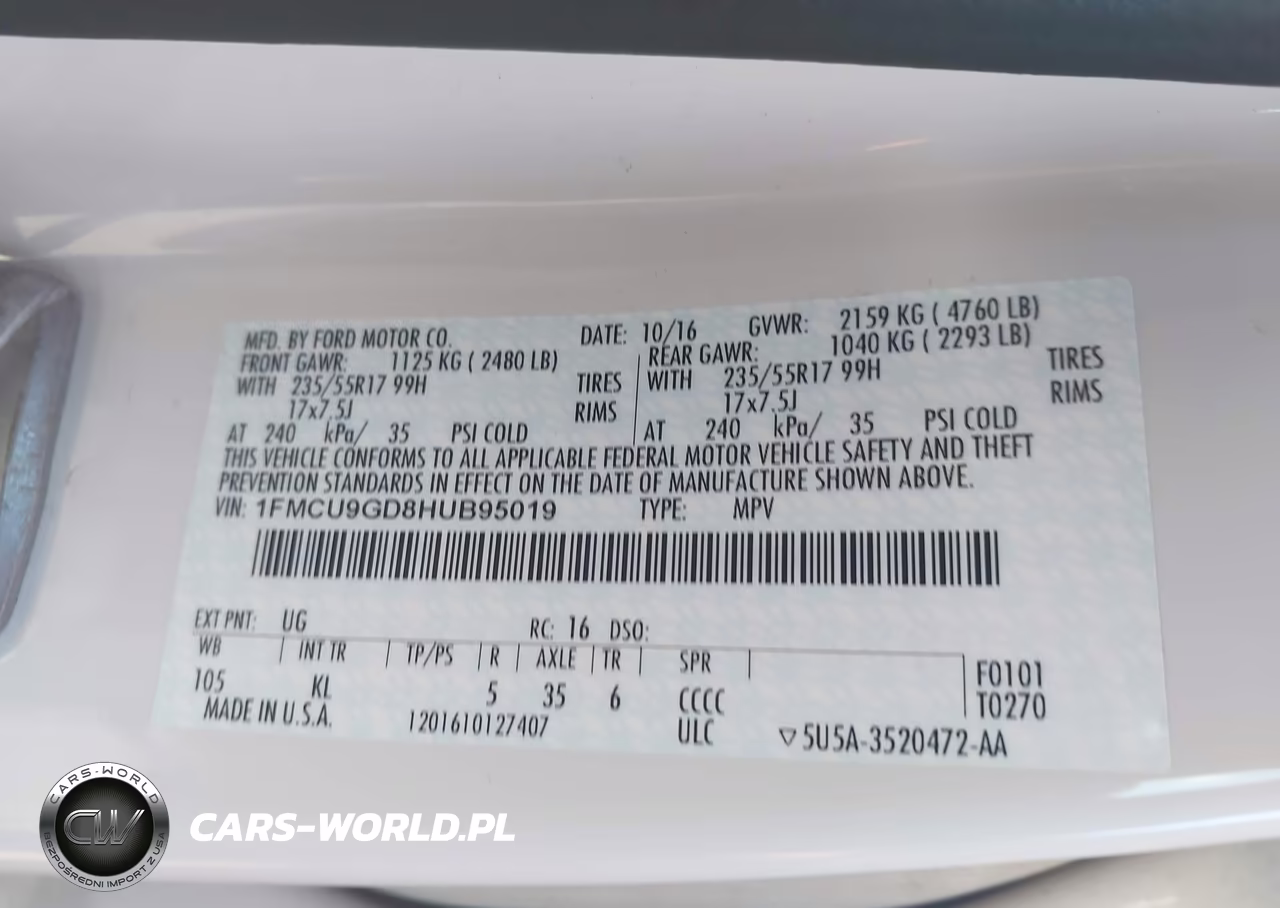 2017 Ford Escape Se VIN:1FMCU9GD8HUB95019 - 9