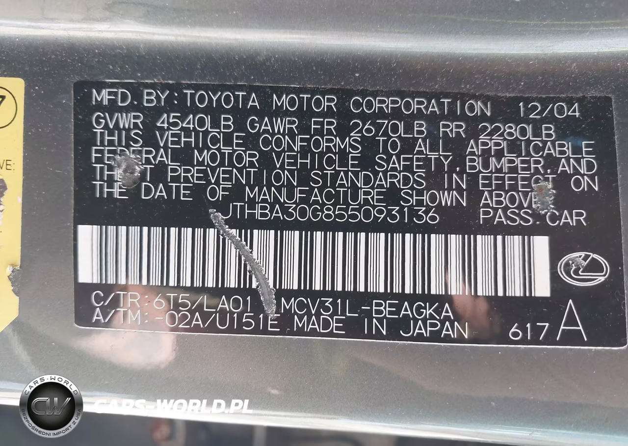 2005 Lexus Es 330 VIN:JTHBA30G855093136 - 9