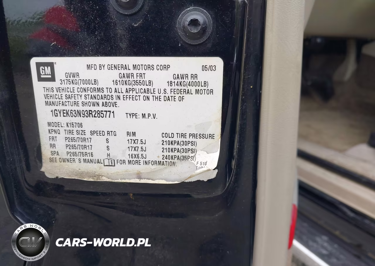2003 Cadillac Escalade Standard VIN:1GYEK63N93R285771 - 9
