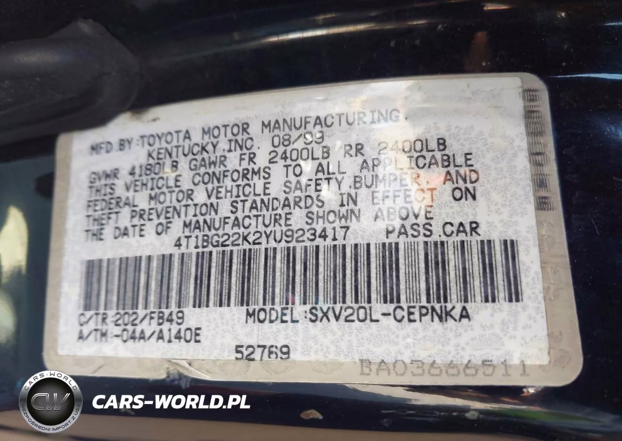 2000 Toyota Camry Le VIN:4T1BG22K2YU923417 - 9