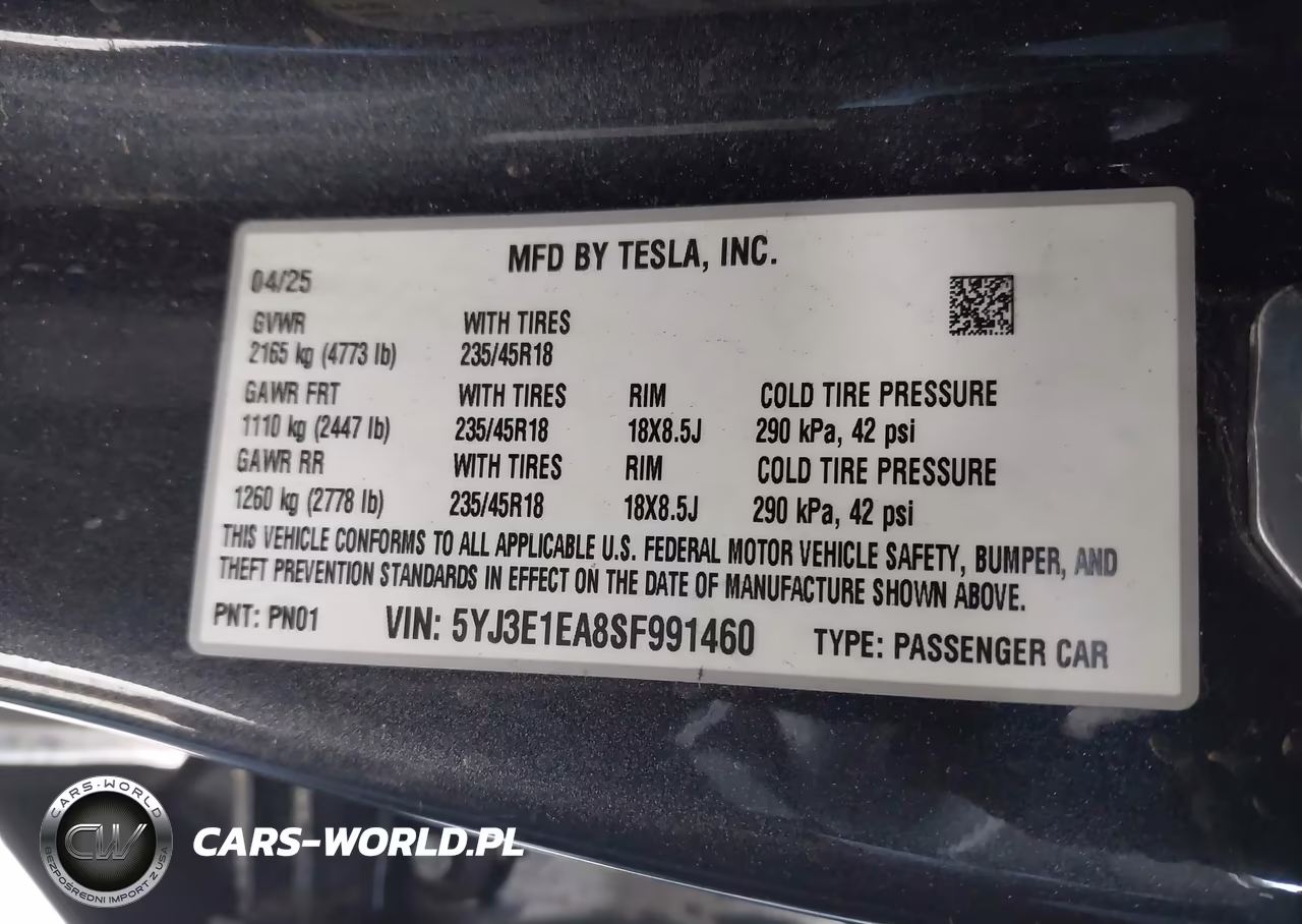 2025 Tesla Model 3 Long Range Rear-Wheel Drive-Standard Rear-Wheel Drive VIN:5YJ3E1EA8SF991460 - 9