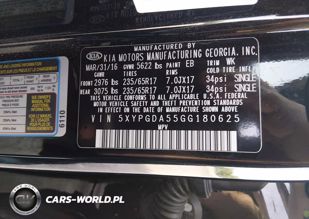 2016 Kia Sorento 3.3L Lx VIN:5XYPGDA55GG180625 - 9